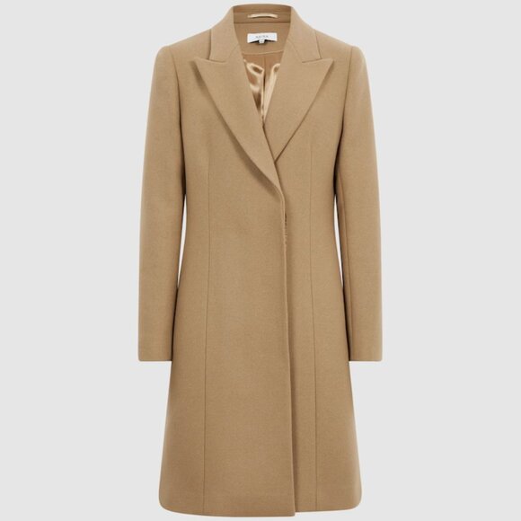 Harlow Wool Blend Mid Length Coat in Camel Size 8 - Picture 3 of 8